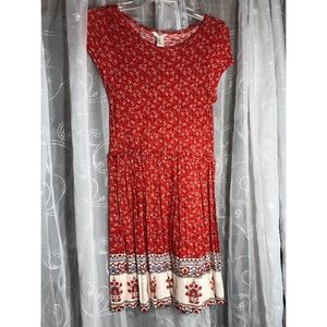 flower pattern dress, cinched waist, forever 21